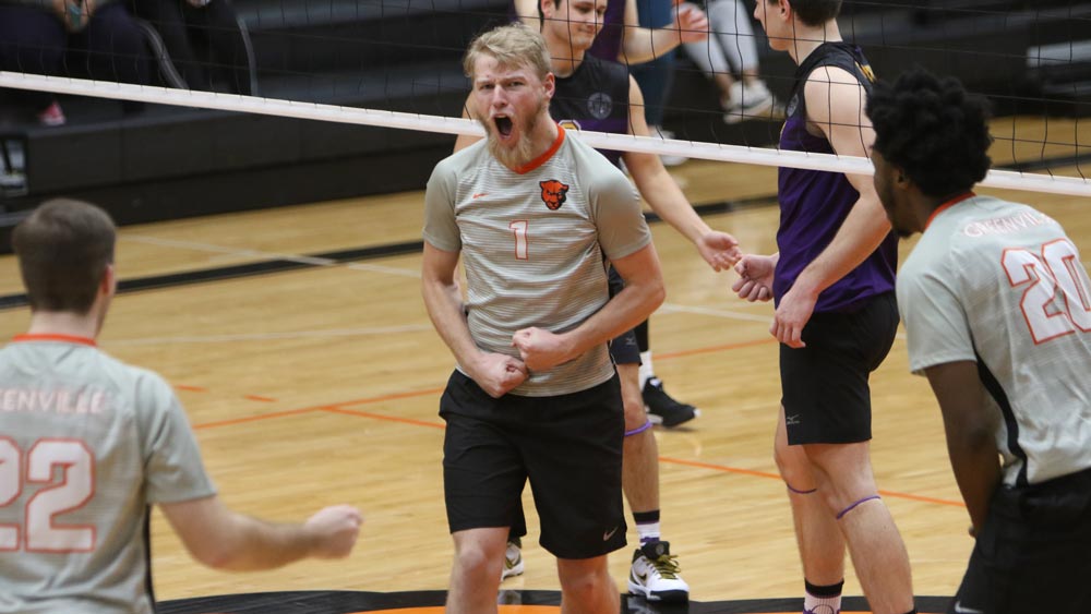 Men's volleyball takes set against Marian, top in three by Maranatha Baptist